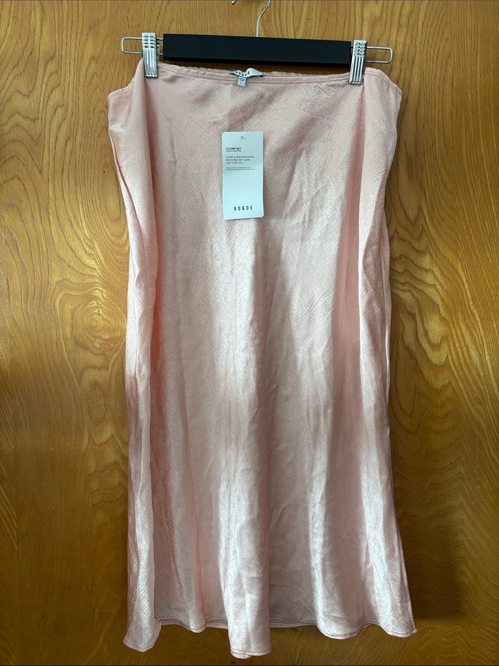 Ro & De Blush Pink Satin Slip Skirt L